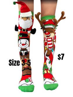 Kids Christmas Knee-High Socks Size 3-5 and 6-7 ❤️❤️❤️