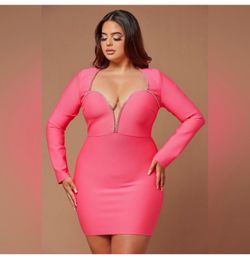 Large pink bodycon dress