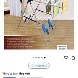 Stainless Steel Clothes Drying Rack – Adjustable Gullwing and Foldable for Easy Storage – Rust-Proof for Indoor and Outdoor Use