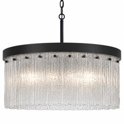 19" Farmhouse Glass Chandelier - Modern Round Foyer Lighting Fixture for Dining Room, Kitchen Island, Bedroom, Living Room, Entryway