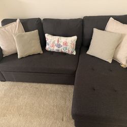 Modern Sleeper Sectional Sofa w/ Storage – Reversible & Space-Saving (Dark Gray) 