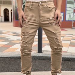 2 Pair Of Men Tan Jeans