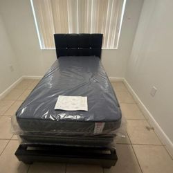 Twin Size Bed Frame With MATTRESS NEW BEDROOM FURNITURE SET Cama Twin Size Cama Individual Con Colchones 