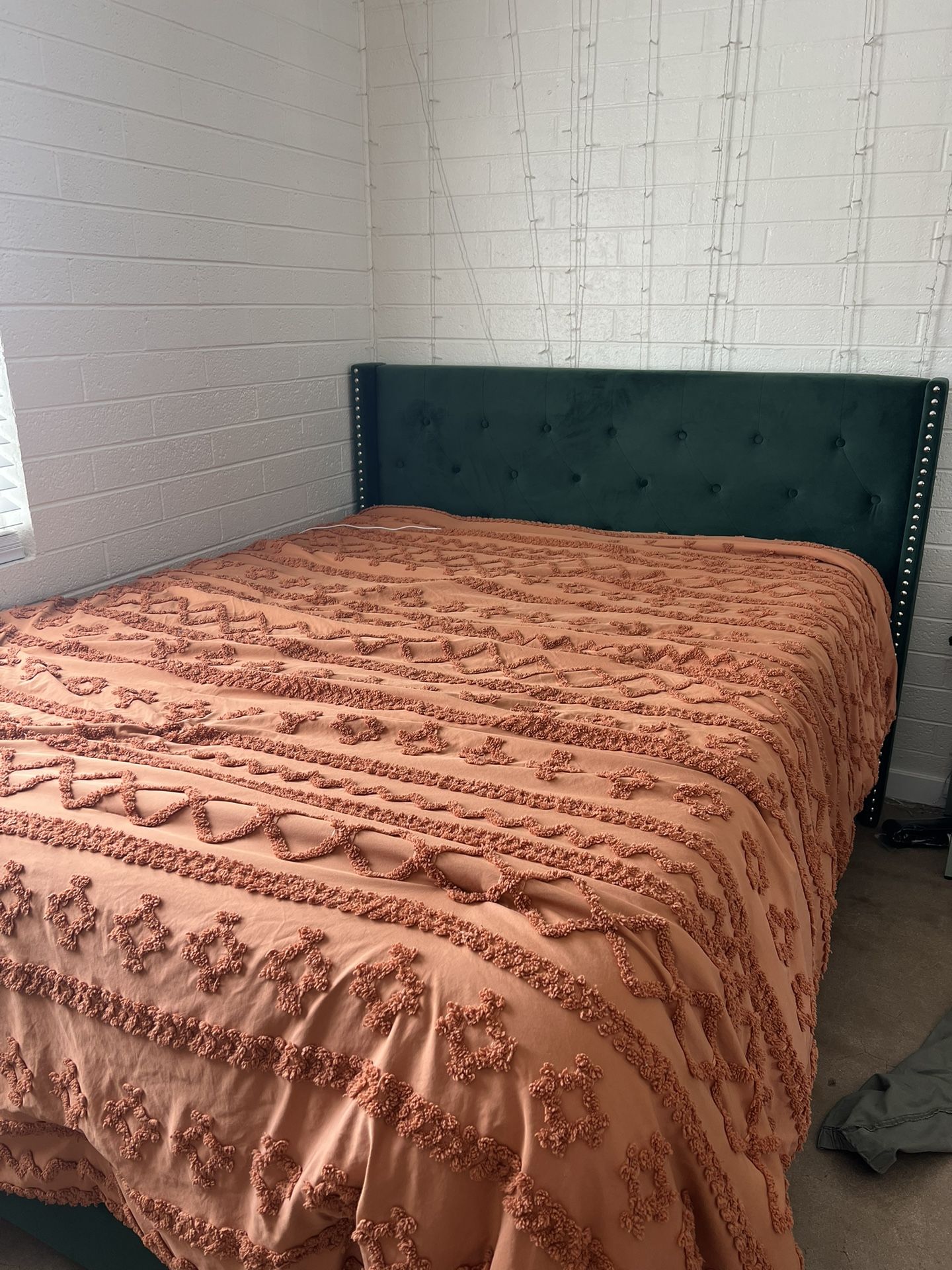 Green Velvet Queen Bed Frame