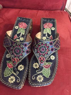 M.P.S. Floral Wedge Sandals