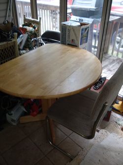 DROP LEAF WORK OR BREAKFAST TABLE 1 GOOD CHAIR WITH IT