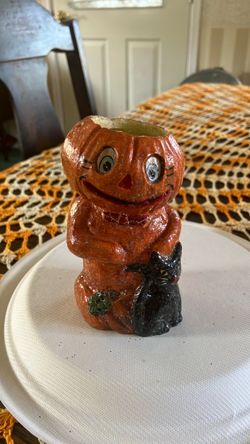 Glitter pumpkin & cat candy holder