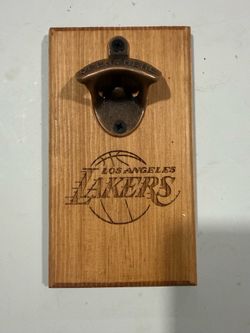 LA Lakers Engraved Wood Wall Bottle Opener