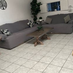 Sofa Set With Gray Covers