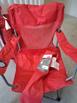 Red Folding Mesh and Camp Chairs
