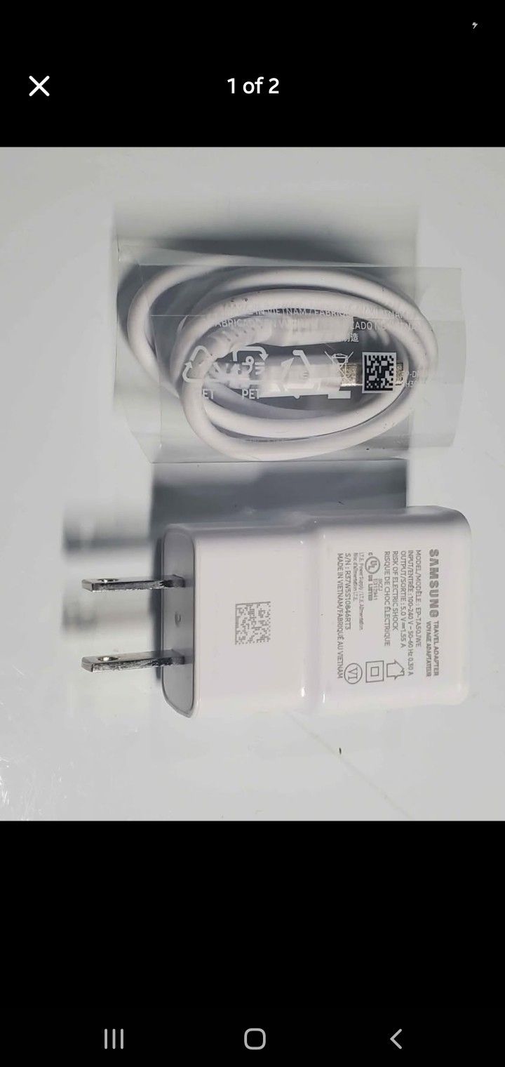 OEM Samsung Charging Adapter +OEM Samsung Charger Cable, New