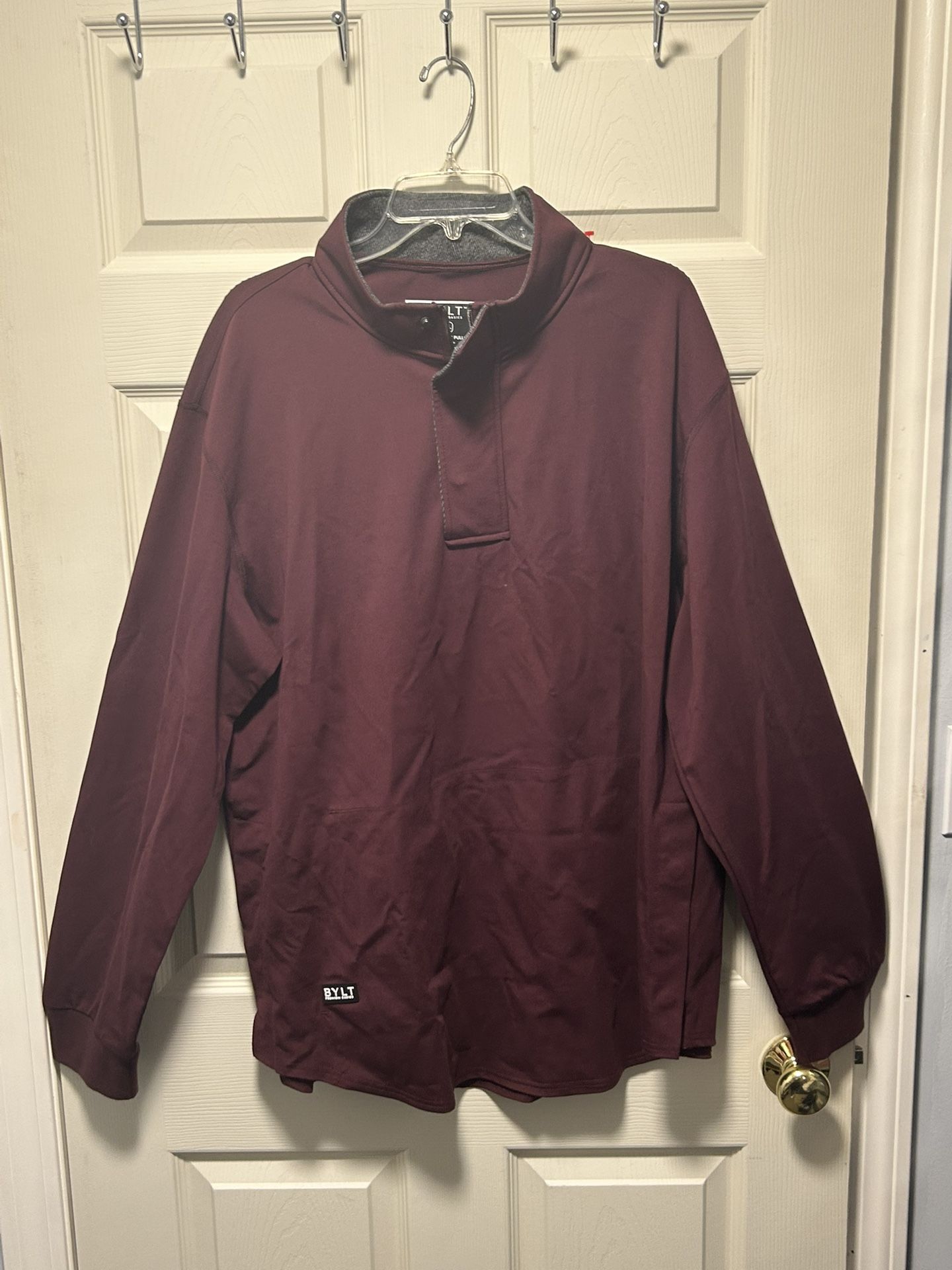 BYLT Elite Fairway Pullover Men's 2XL Solid Maroon Stretch Pockets 1/4 Zip Snap