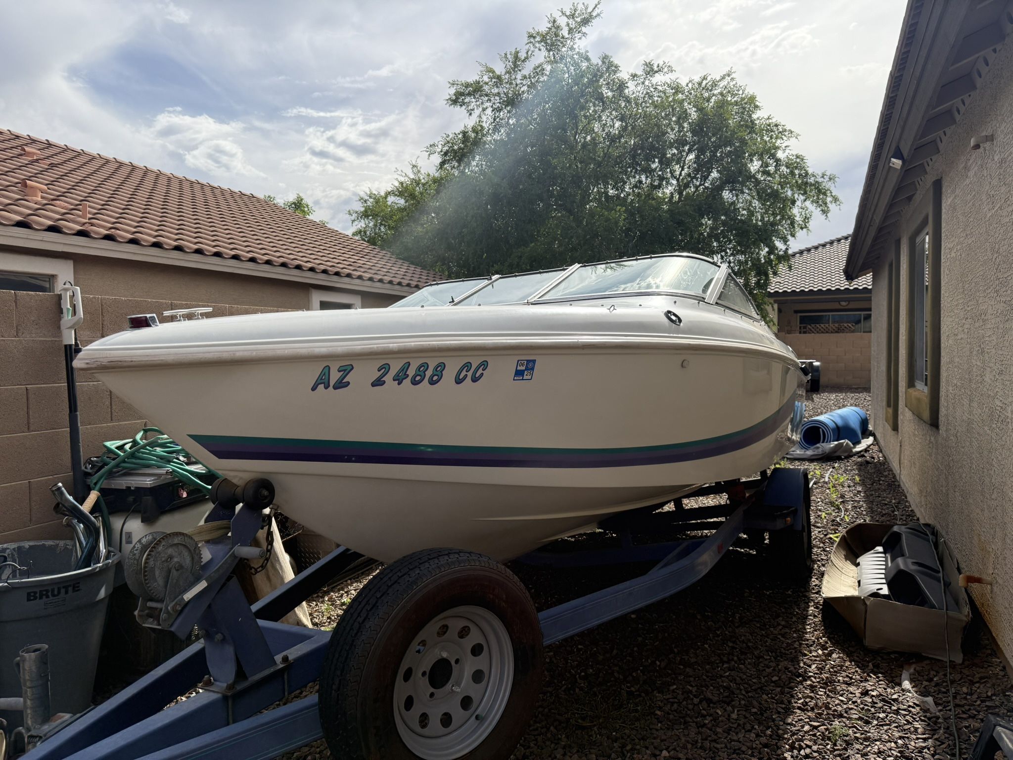 1996 Baja Islander 180 Open Bow V6 Boat Ski Tube Bimini