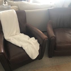 Pottery Barn Irving Roll Arm Chairs Pair