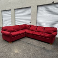 Red 2 Piece L Shaped Sectional Sofa With Pull Out Mattress