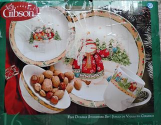 Great Buy: Snowman Stoneware, New In Box, 16 Piece Set 