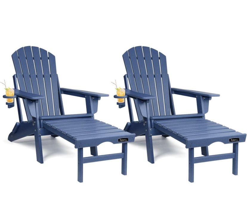 Folding Adirondack Chair Set of 2, Fire Pit Chairs, Plastic