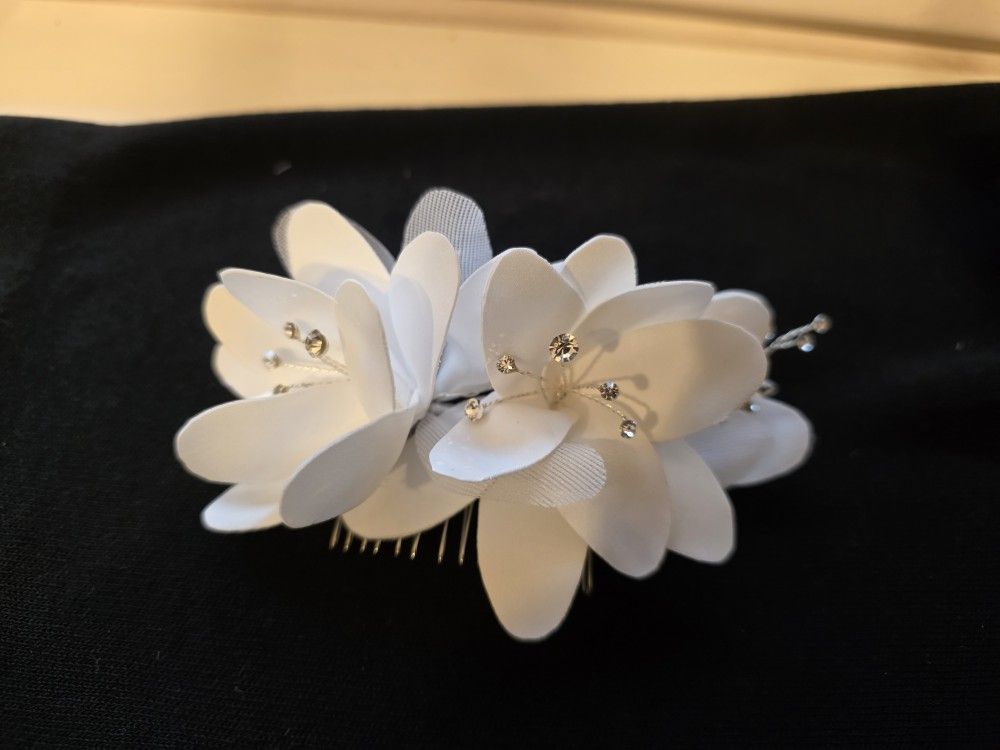 Vintage Silk/Rhinestone Hair Comb