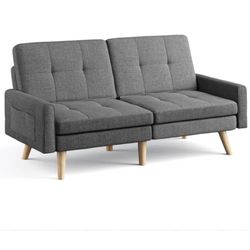 For Sale: Gray Futon Loveseat Sofa, Reclining Linen Sofa Bed