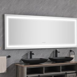 96in. W x36 in. H LED Single Bathroom Vanity Mirror in Polished Crystal Bathroom Vanity LED Mirror