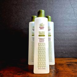 Trader Joe's Tea Tree Tingle Shampoo 3-Pack (2 Full + 1 Half) 16 oz Bottles