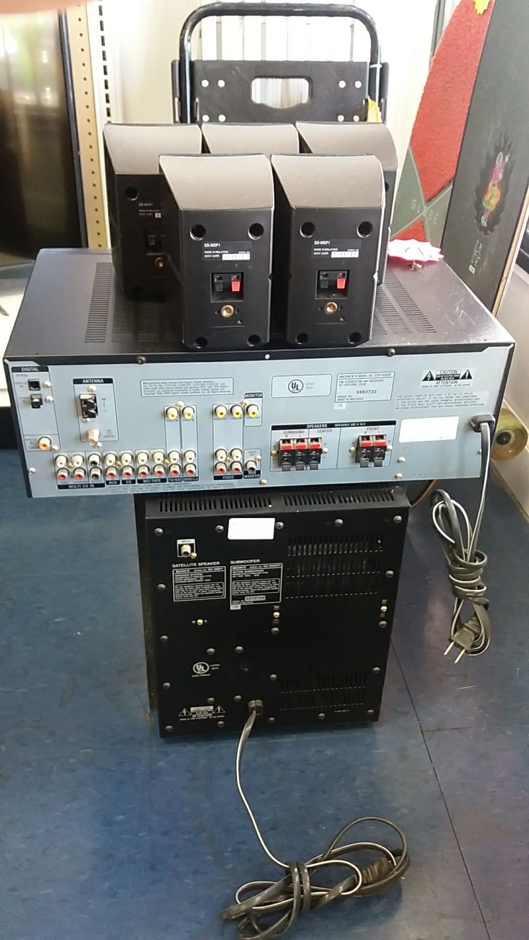 Sony strk502p stereo receiver 5.1 sound system with 5 speakers