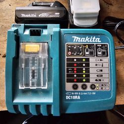 Makita 18v Charger & 2 Batteries