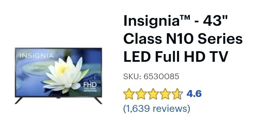 Insignia 43inch Tv Like New