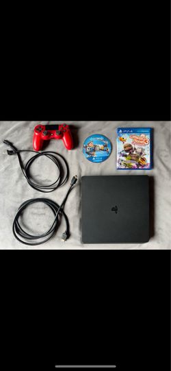 PS4 slim (w/ controller, 2 games, cables)