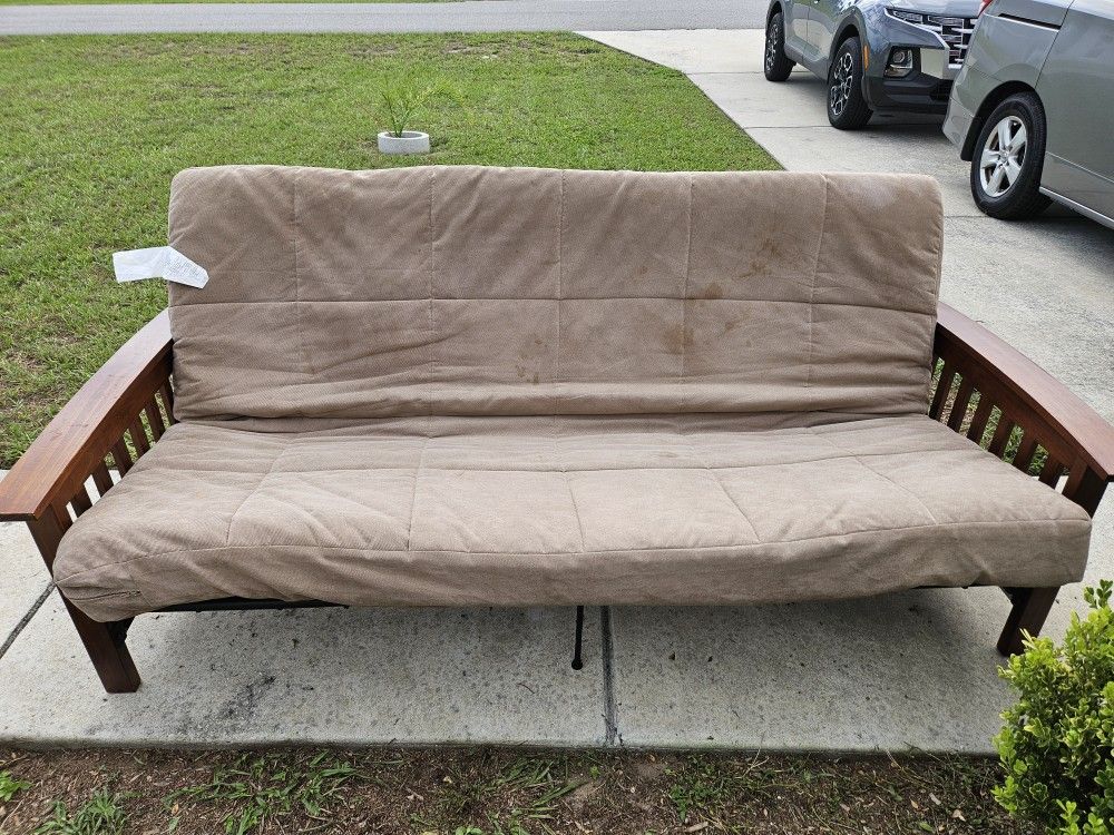 Futon With Wood Sides & Matress
