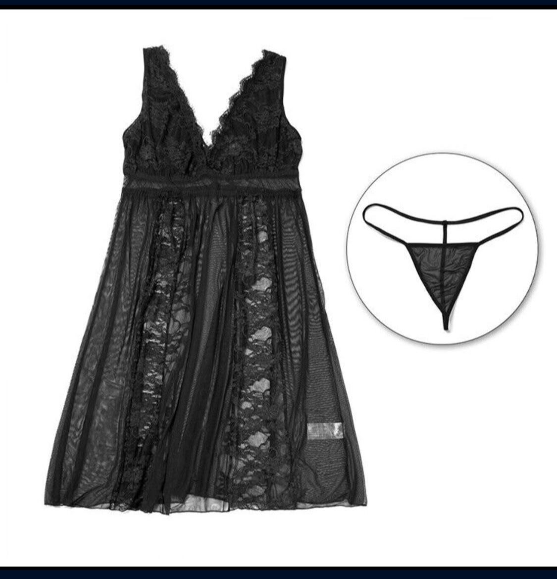 Plus Size Sexy-Lingerie Women Lace Robe Long Babydoll Nightgown Sleepwear Dress