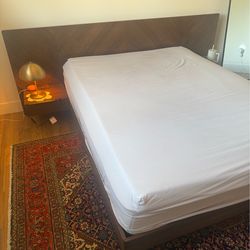 Article solid queen bed mid century new bed