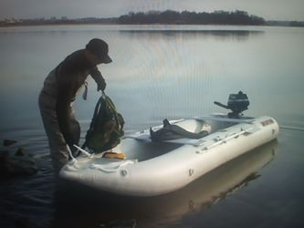 Awesome Saturn ZK430 KaBoat kayak/boat 14ft with trailer and Mercury 15HP Motor