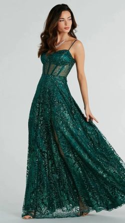 Emerald Sequin A-Line Glitter PROM Dress Size5