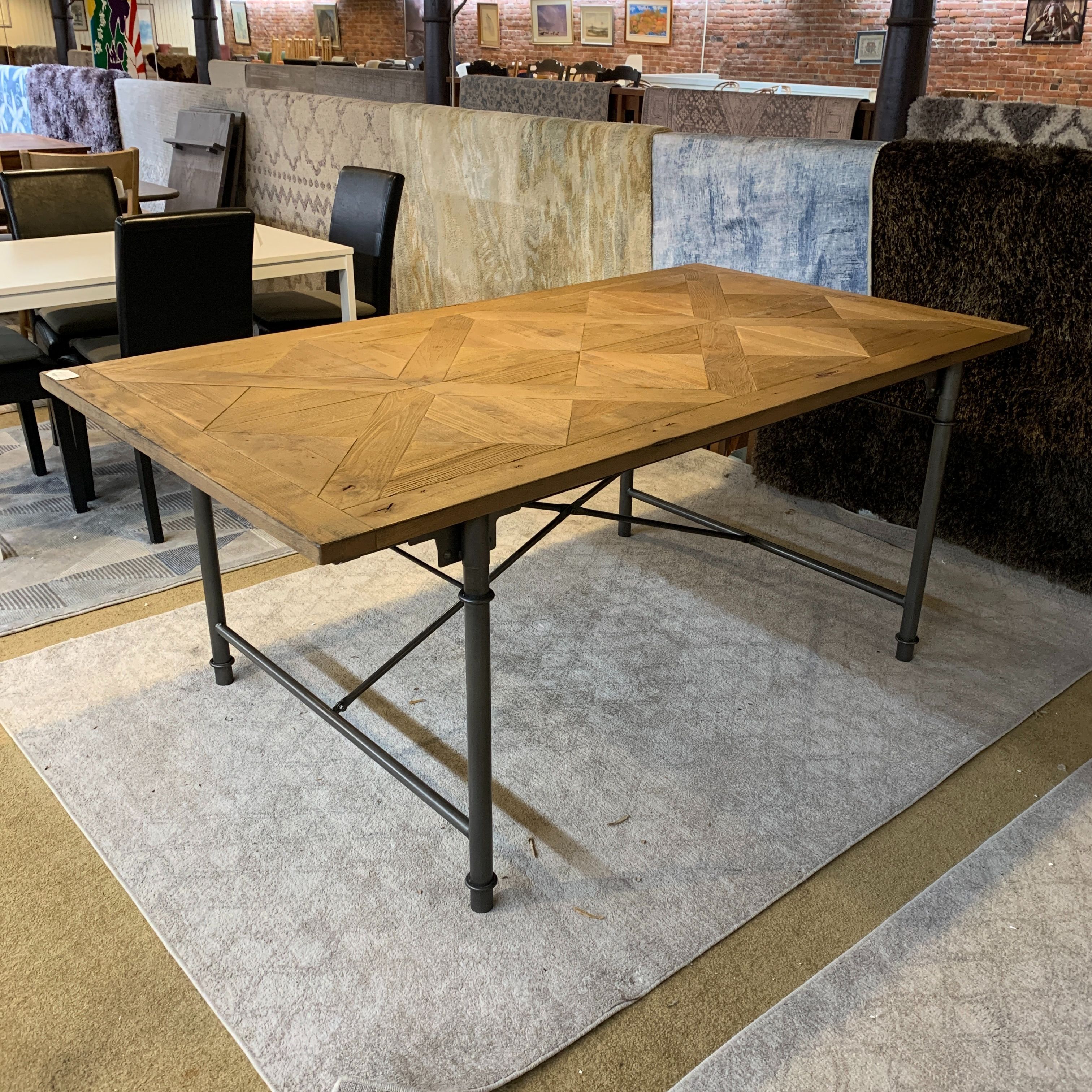  Industrial Wood Metal Dining Table