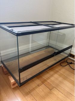 Exo-Terra terrarium/reptile enclosure (50.5 gallons) and rock