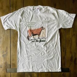 Vintage 80s Jersey Cow T-Shirt “Utility Beauty Profit” (XL) “get the Jersey”