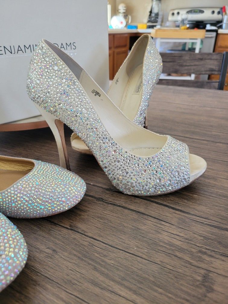 Benjamin Adam Sparkle Wedding Shoes Size 8