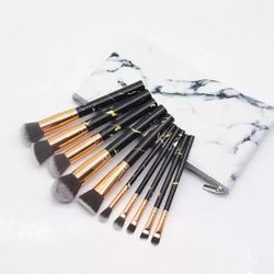 10 Pc Makeup Brush Set With Matching Bag