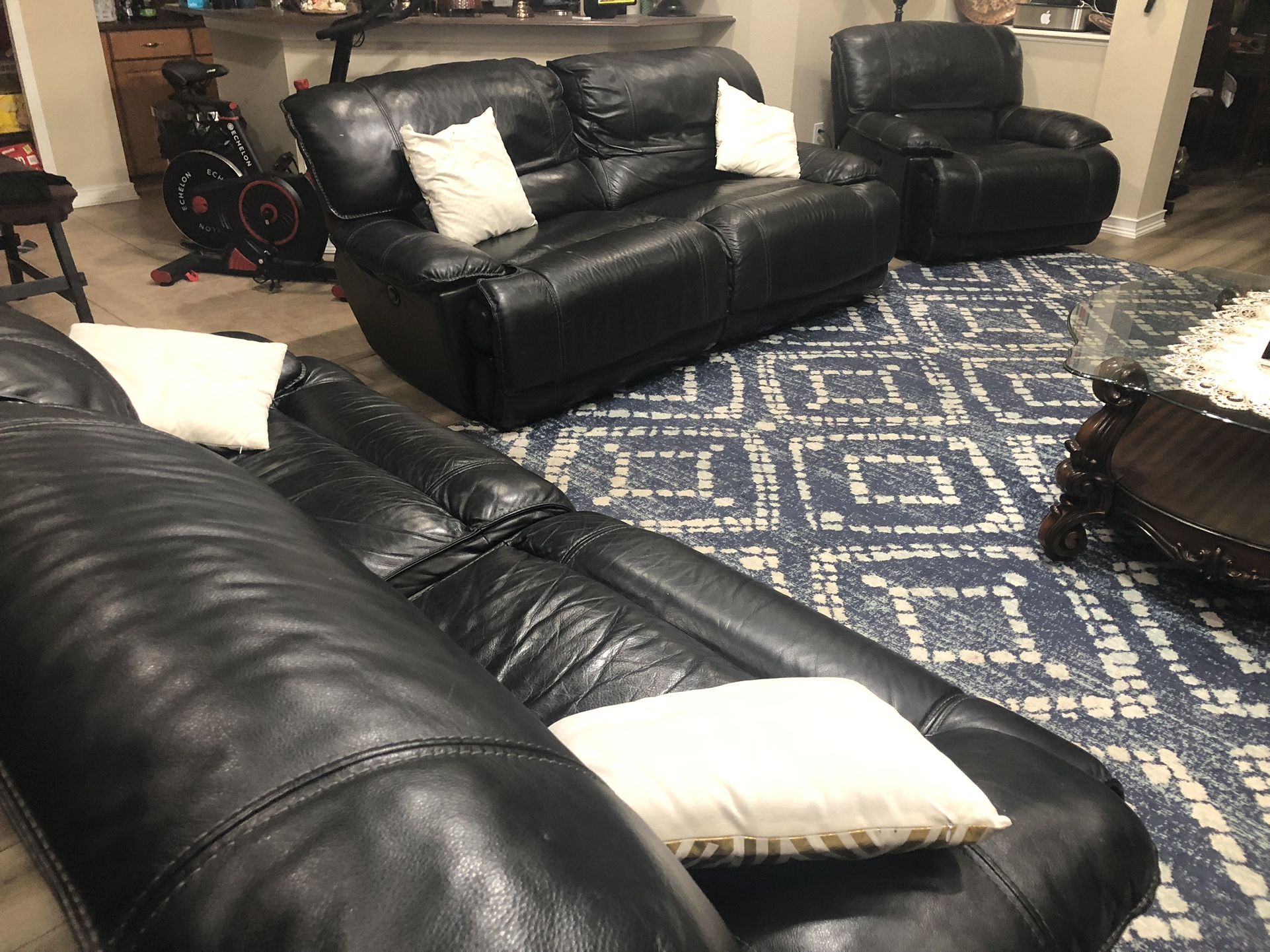 Black Reclining Couch & Chair Set – Good Condition!