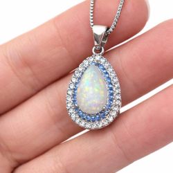 Sparkling Opal Pendant ✨ Elegant Necklace Gift for Women
