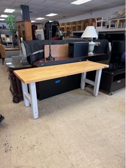 72 in. W x 25 in. D Adjustable Height Workbench with Hardwood Top - Retail: $695