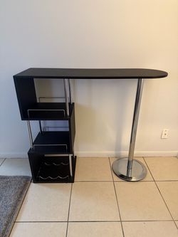 Modern Black Bar Table with Shelving