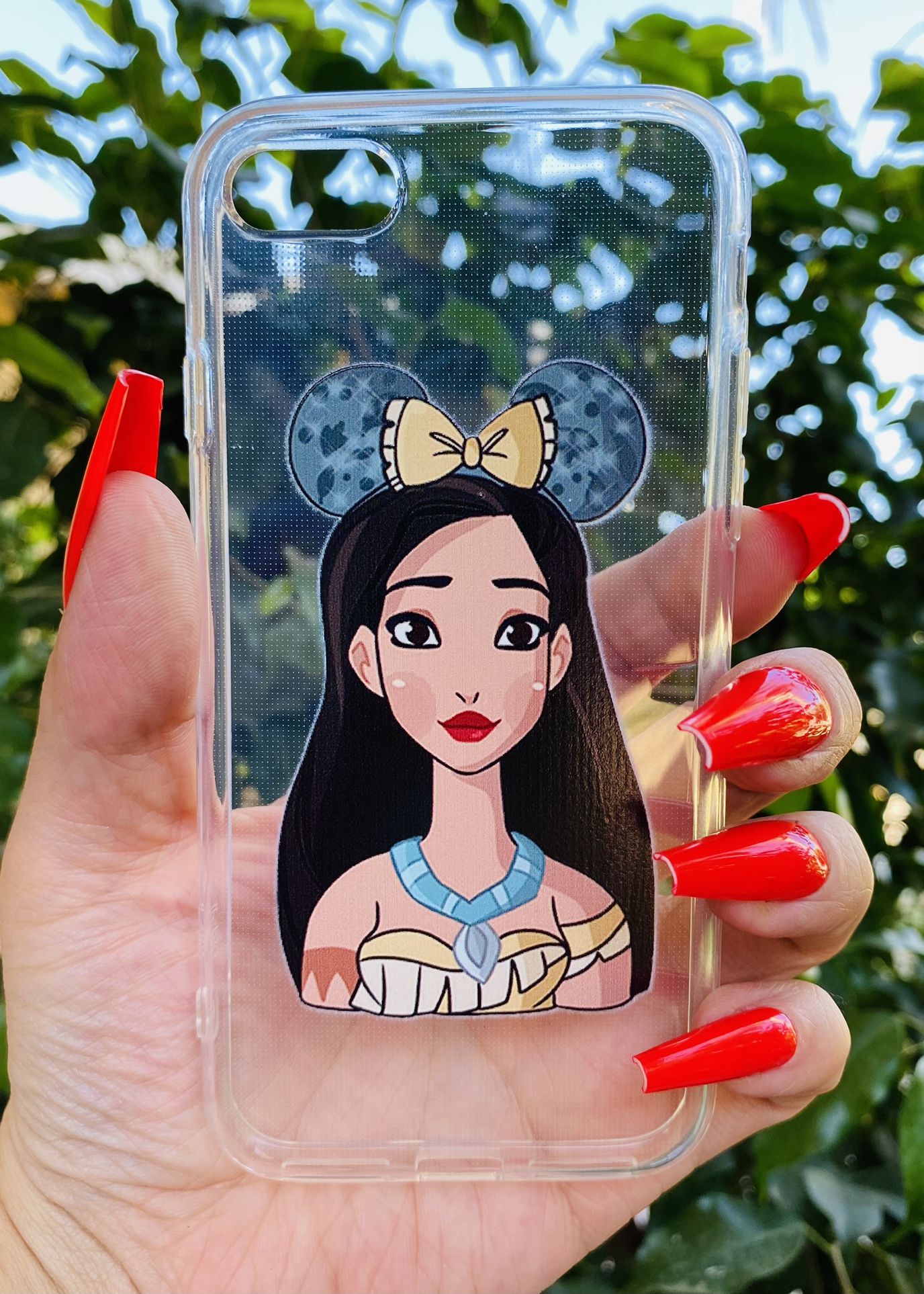 Brand new cool iphone 7, 8 or 2020 SE case cover rubber silicone Clear transparent see through Princess POCAHONTAS Disney Disneyland Womens Girls