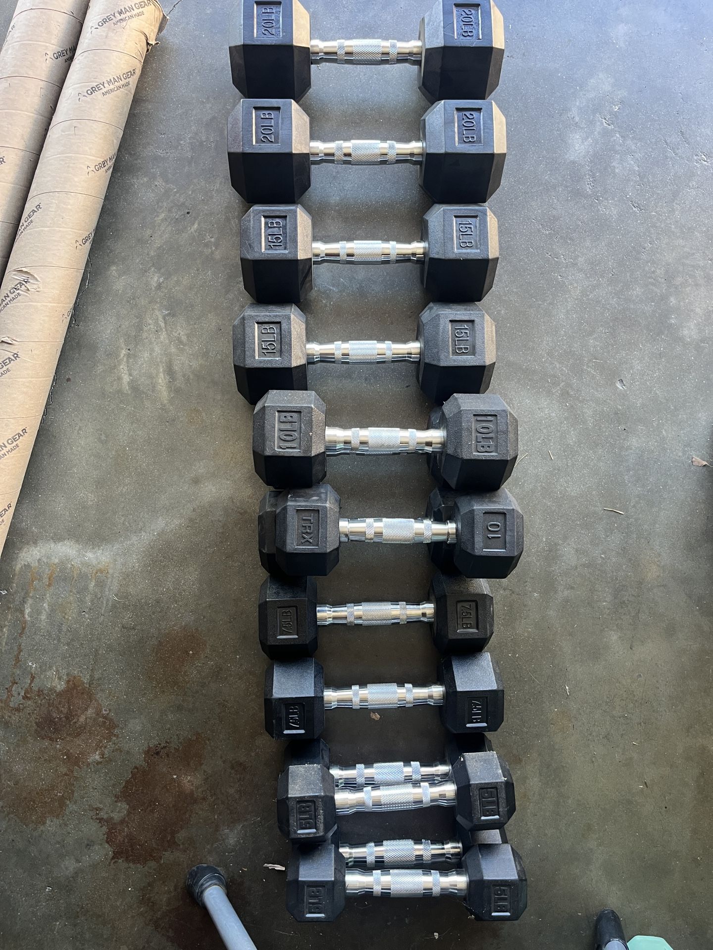 Rubber Dumbbells (5LB - 20LB) Set