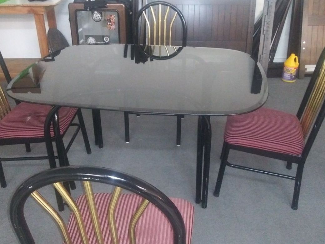 Glass Table With 4 Chairs