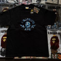 A bathing ape blue camo T shirt