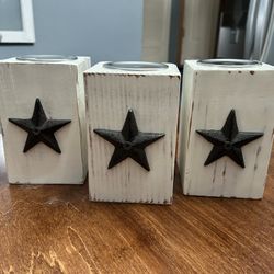 wooden rustic candle holders 