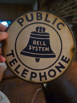 Mid 20th century porcelain bell telephone sign