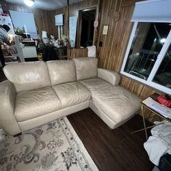 Beige Leather Couch
